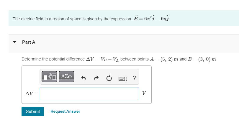 Solved The electric field in a region of space is given by | Chegg.com
