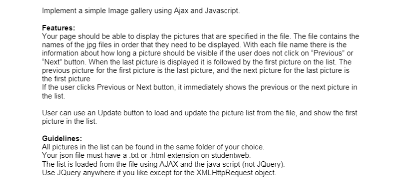 Solved Implement a simple Image gallery using Ajax and | Chegg.com