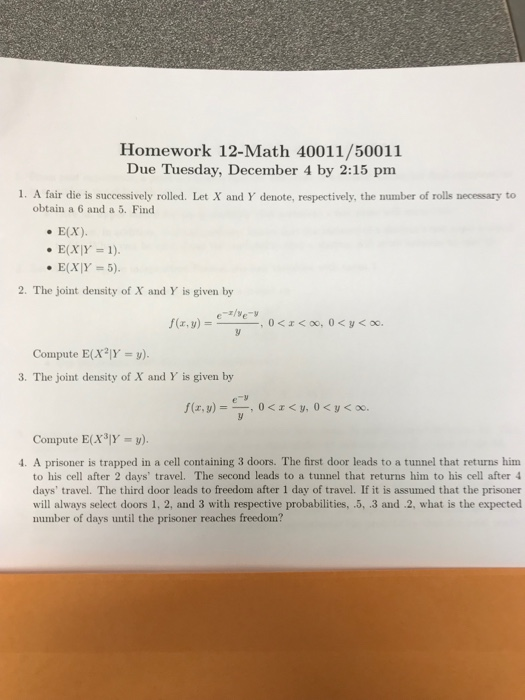 Solved Homework 12-Math 40011/50011 Due Tuesday, December 4 | Chegg.com
