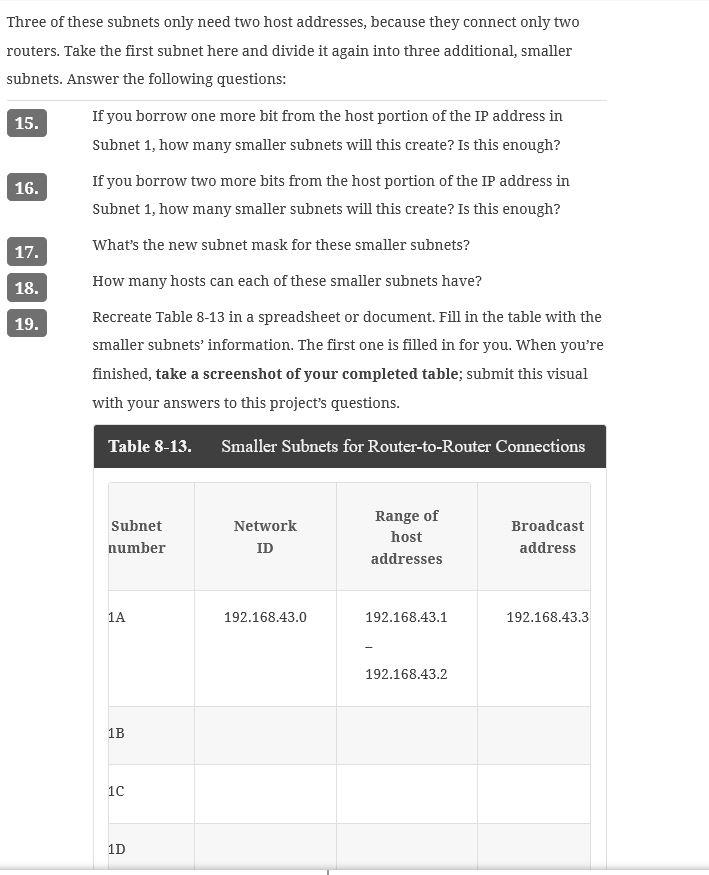 Solved Now You're Ready To Calculate The Subnets You'll Use | Chegg.com