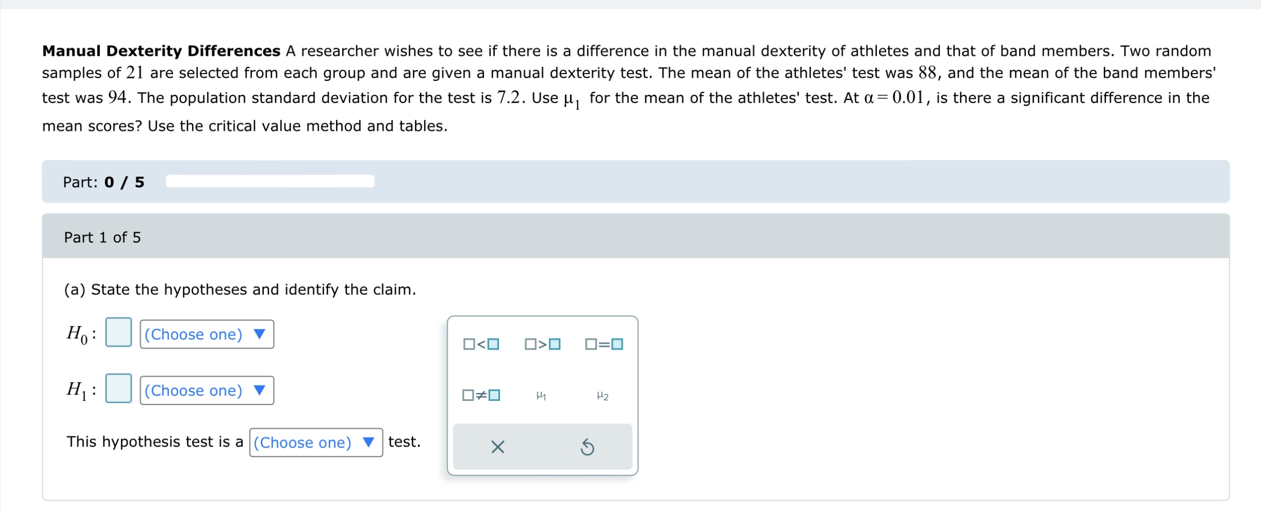 Solved Manual Dexterity Differences A researcher wishes to