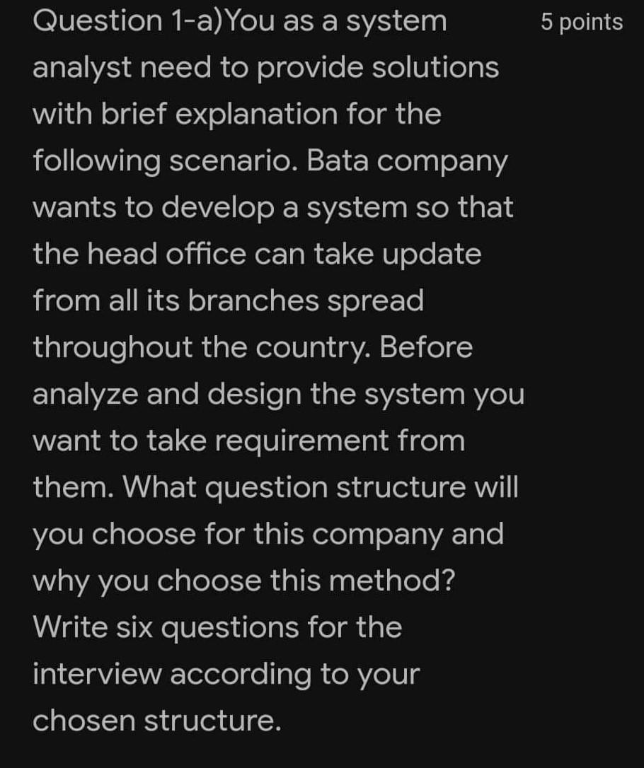 Solved Subject: System analysis and design Question 1-a) | Chegg.com