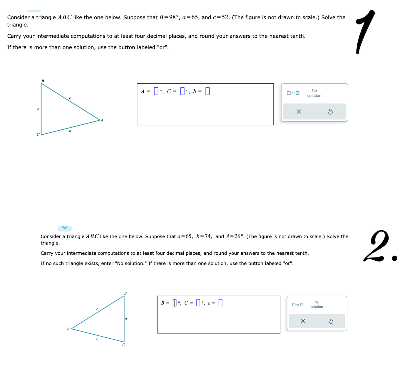 Consider a triangle ABC like the one below. Suppose | Chegg.com