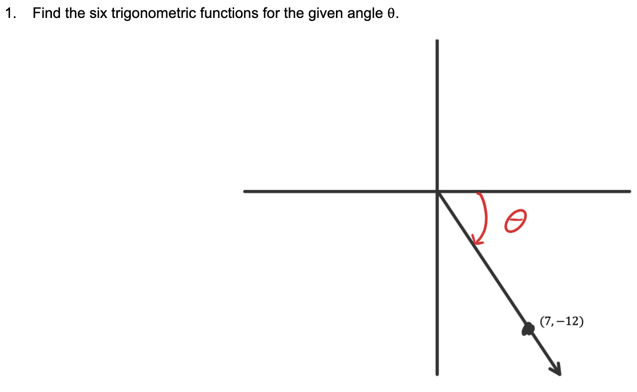 Solved 1. Find the six trigonometric functions for the given | Chegg.com