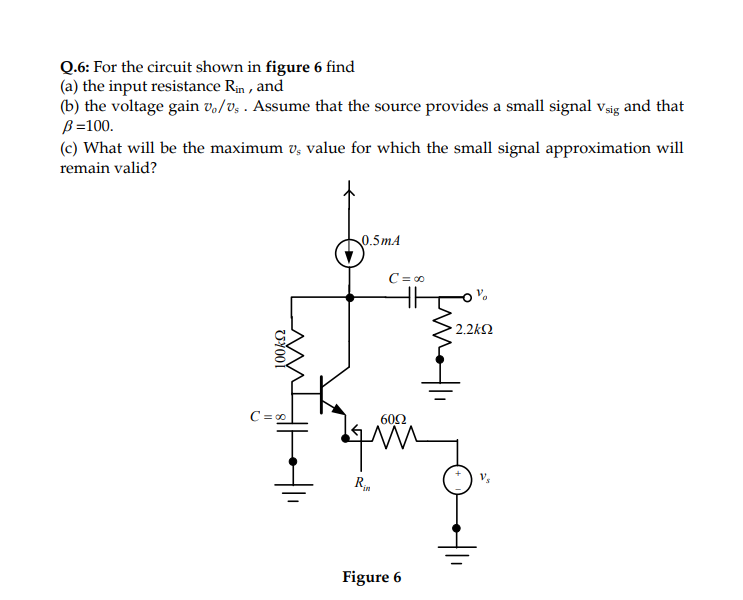 Solved Q.6: For the circuit shown in figure 6 find (a) the | Chegg.com