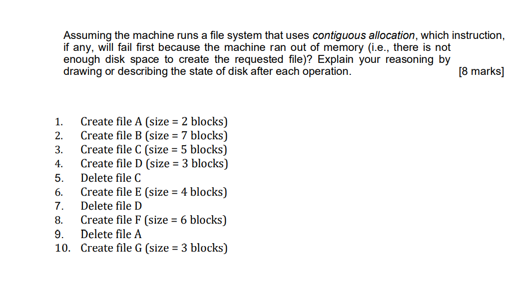 Solved (c) The next questions are about file systems. | Chegg.com