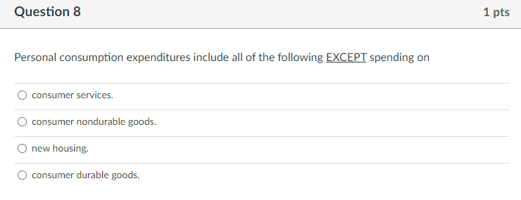 Solved Question 8 1 Pts Personal Consumption Expenditures | Chegg.com