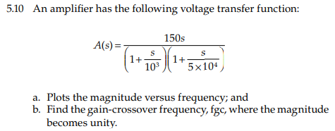 Solved 5.10 An Amplifier Has The Following Voltage Transfer | Chegg.com