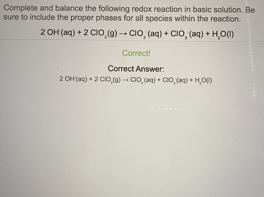 Solved Complete And Balance The Following Redox Reaction In | Chegg.com