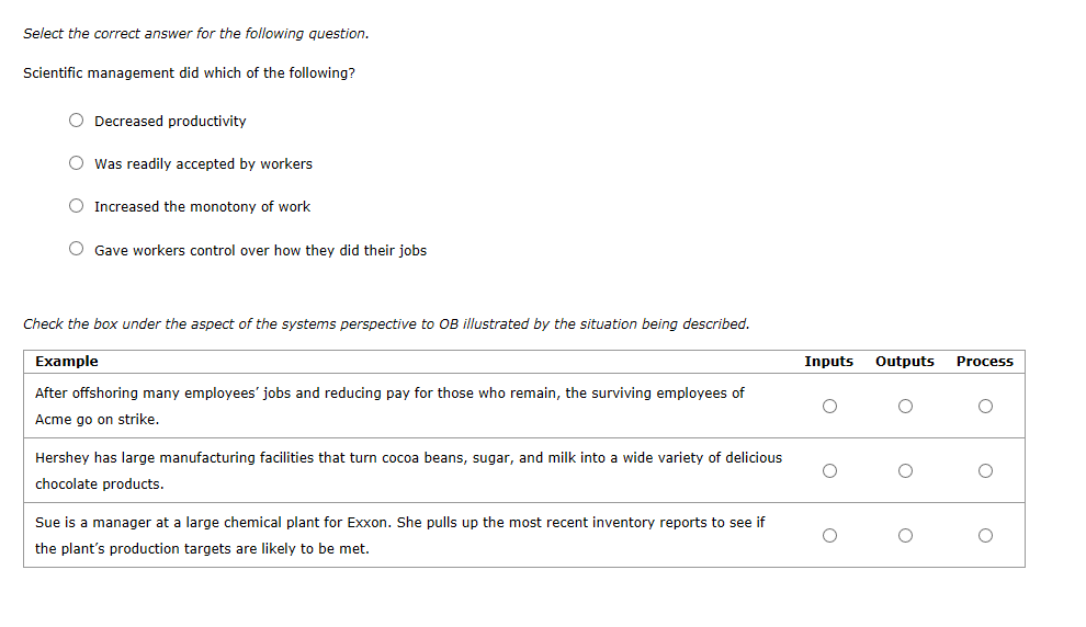 Solved 4. Contextual perspectives on OB (Connect) Choose the | Chegg.com