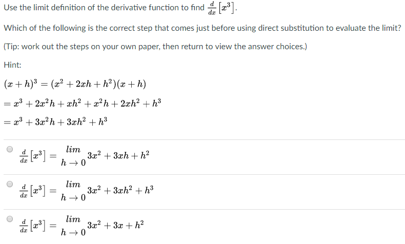 Solved Use the limit definition of the derivative function | Chegg.com