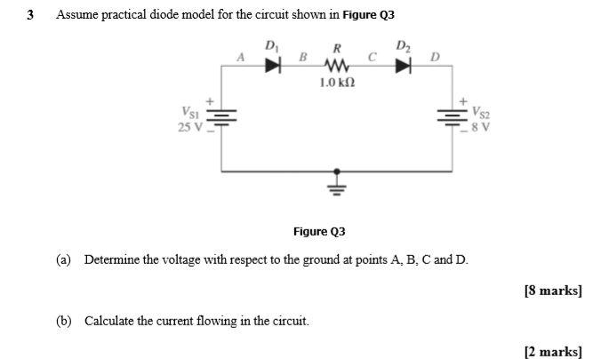Solved 3 Assume practical diode model for the circuit shown | Chegg.com
