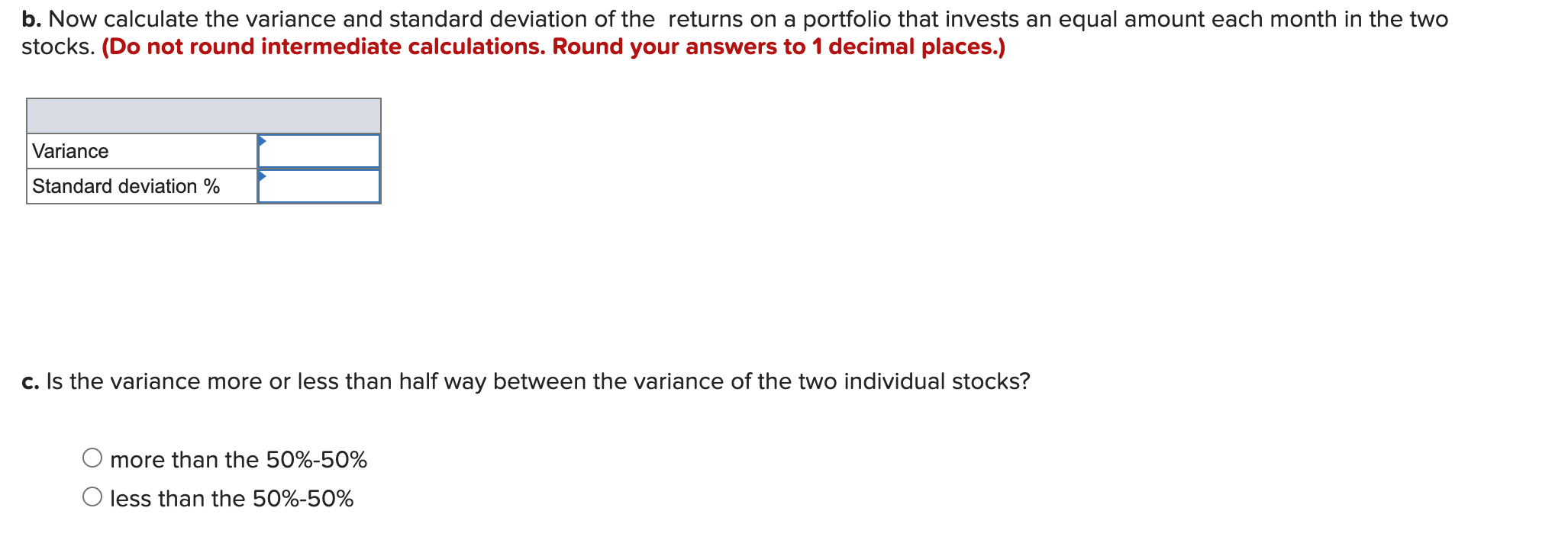 Solved Here Are The Percentage Returns On Two Stocks A 1