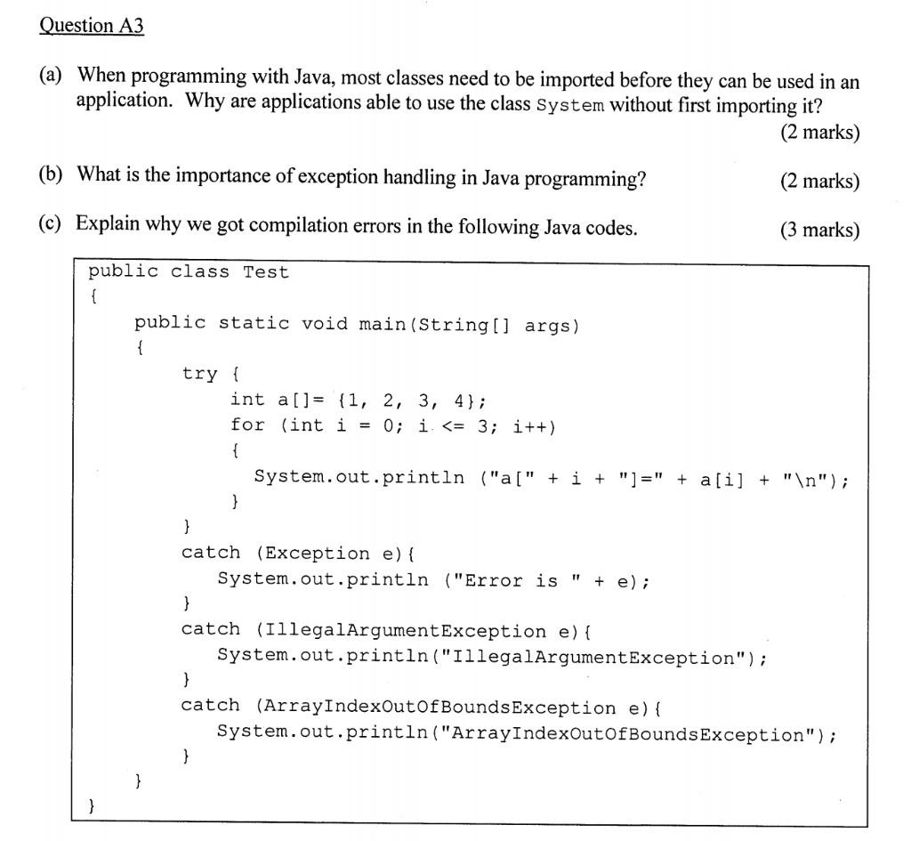 Solved Question A3 (a) When programming with Java, most | Chegg.com