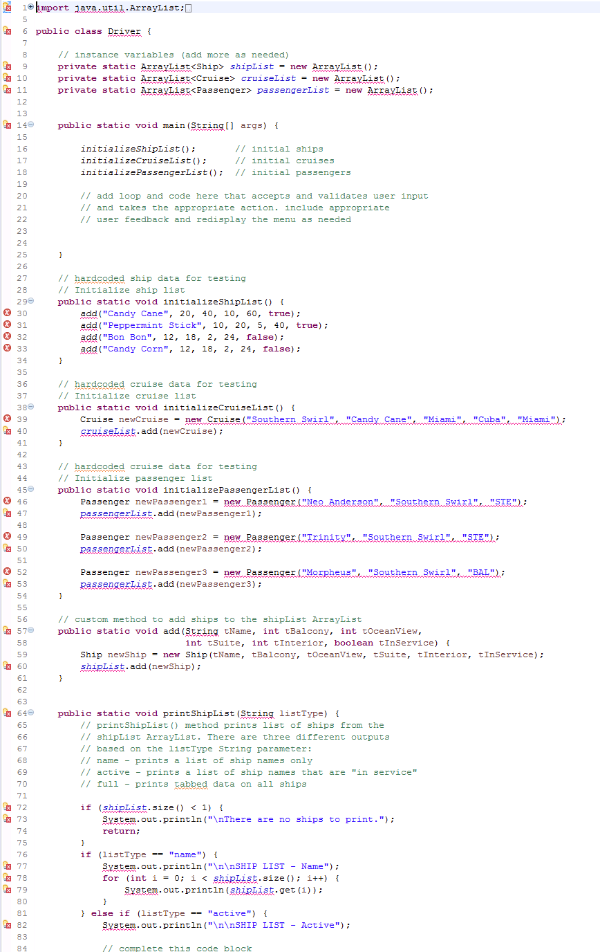 This is a four part program; Cruise.java, | Chegg.com