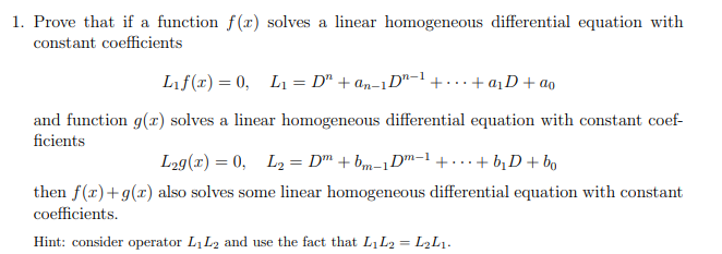 Solved 1. Prove that if a function f(x) solves a linear | Chegg.com