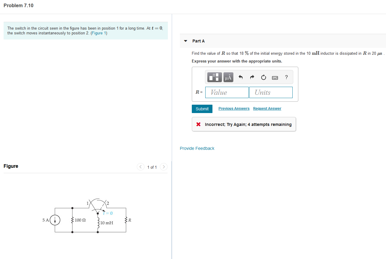 Solved Problem 7.10 The switch in the circuit seen in the | Chegg.com