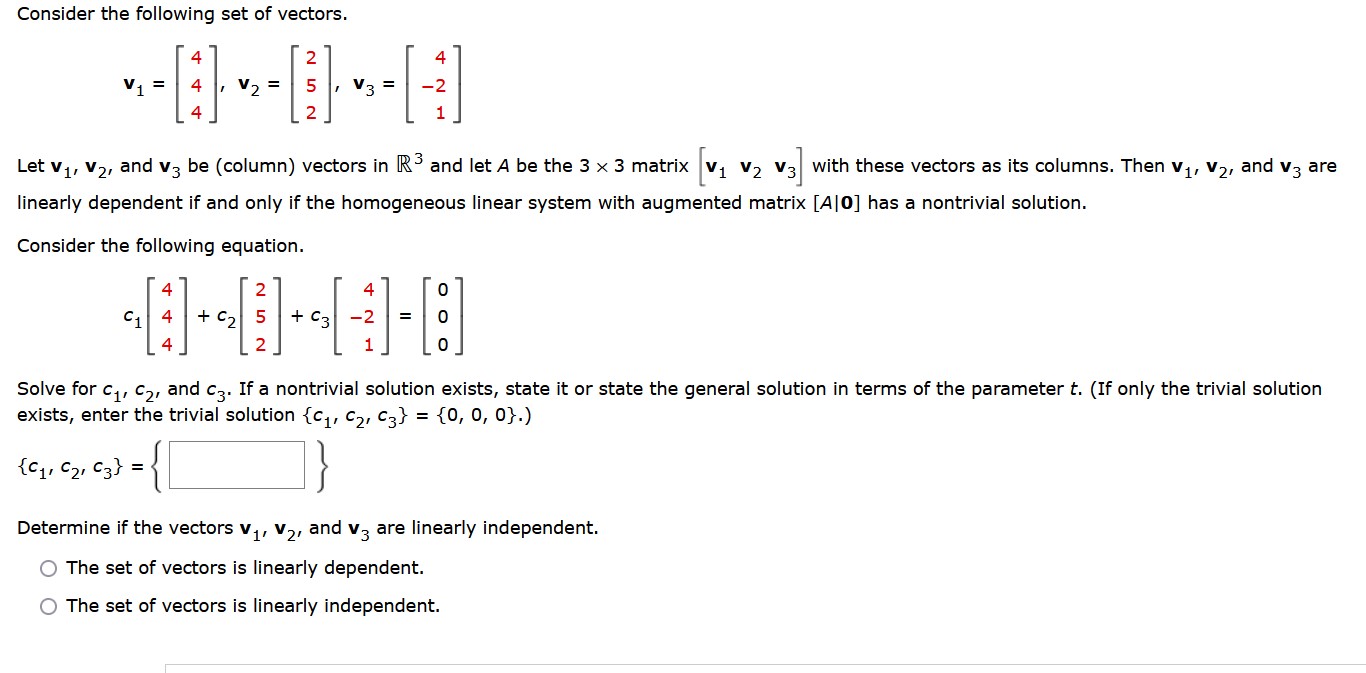 Solved Consider The Following Set Of Vectors. | Chegg.com