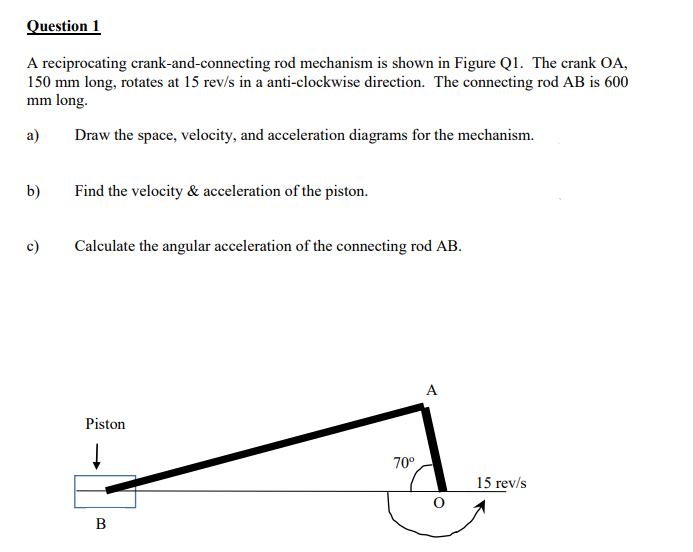 Solved A reciprocating crank-and-connecting rod mechanism is | Chegg.com