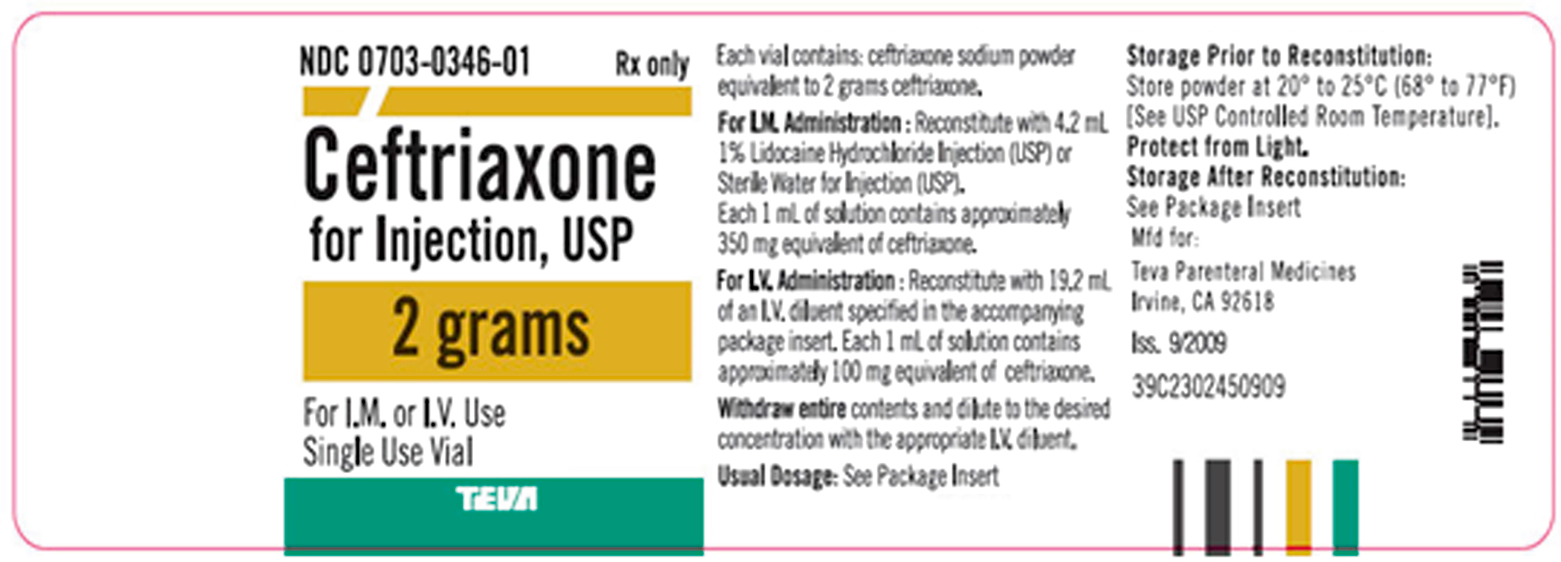 Order Ceftriaxone 1.5 g IM now Available