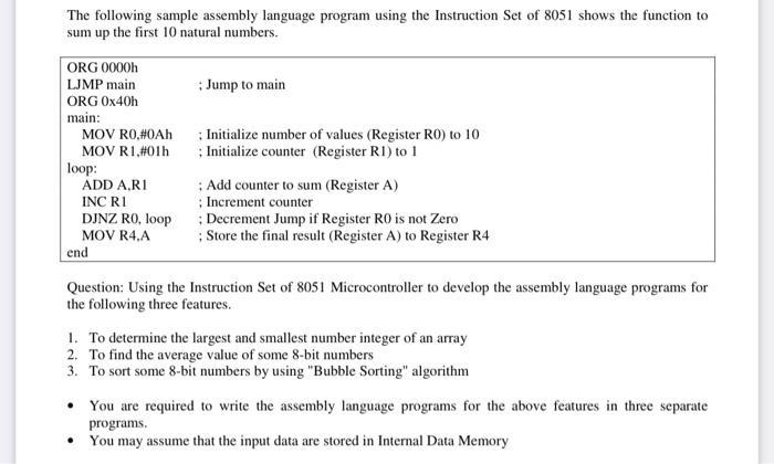 Solved The following sample assembly language program using | Chegg.com