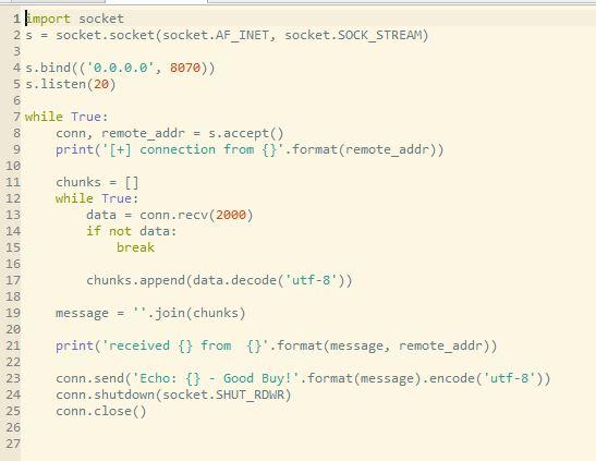 Solved PYTHON echo client server in this programming | Chegg.com