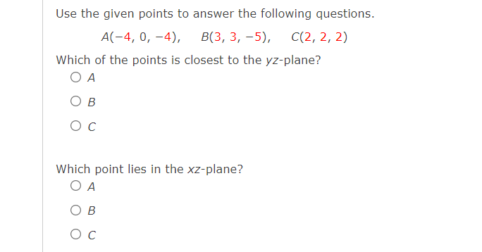 Solved Use the given points to answer the following | Chegg.com