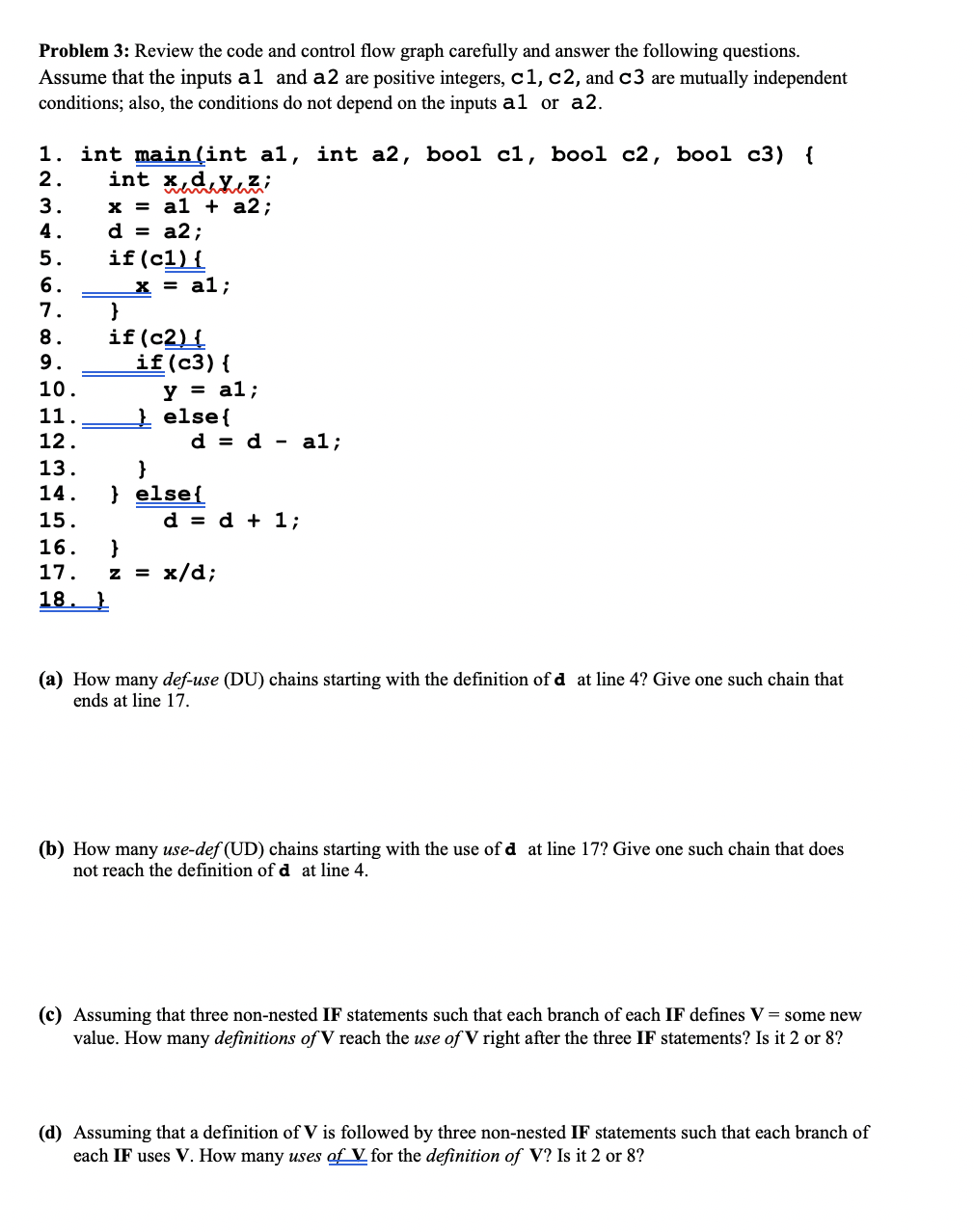 Problem 3: Review the code and control flow graph | Chegg.com
