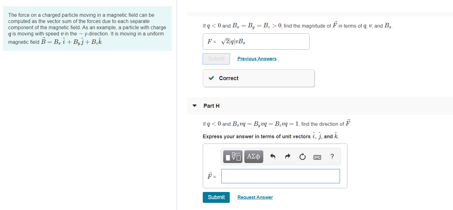 Solved The force on a charged particle moving in a magnetic | Chegg.com