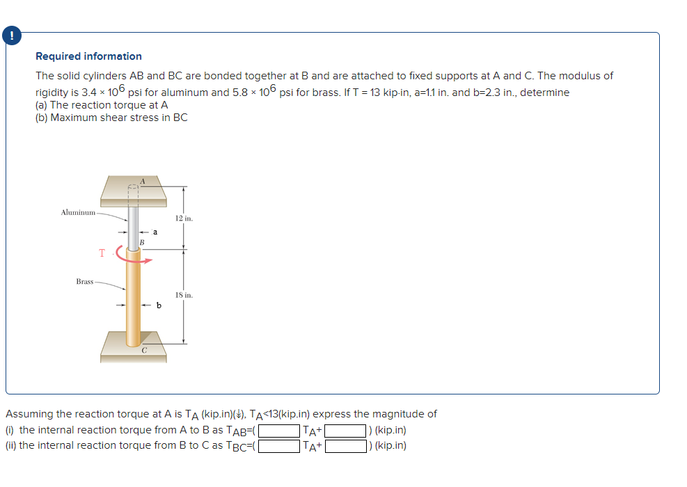 Solved Required Information The Solid Cylinders AB And BC | Chegg.com