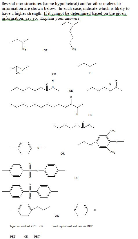 Common Mer Structures Several mer structures (some hypothetical) and/or | Chegg.com