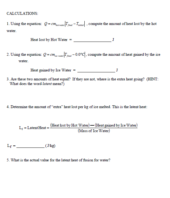 experiment 1 latent heat