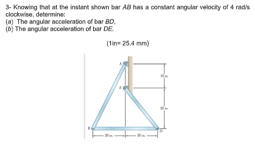 Solved 3- Knowing that at the instant shown bar AB has a | Chegg.com