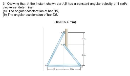 Solved 3- Knowing That At The Instant Shown Bar AB Has A | Chegg.com