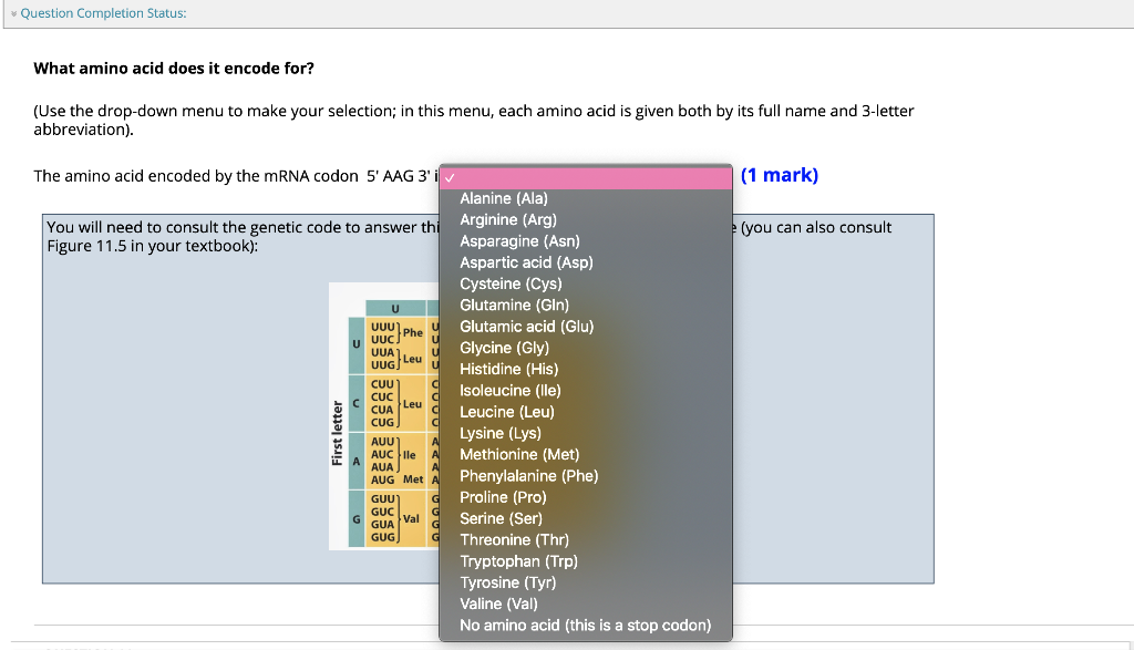 Solved Question Completion Status: Question 10: The genetic | Chegg.com