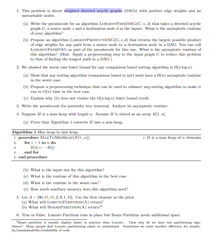 Solved 1. This problem is about weighted directed acyclic | Chegg.com