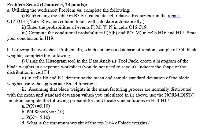 Problem Set #4 (Chapter 5, 23 points): a. Utilizing | Chegg.com