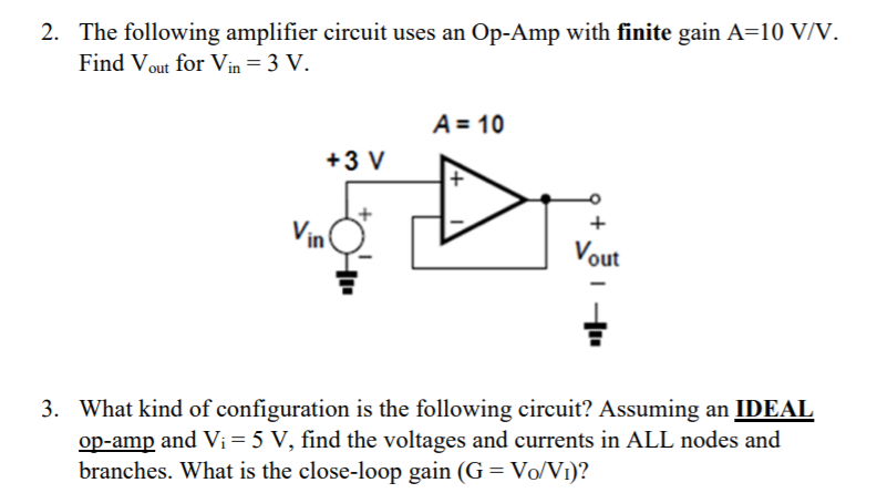 Solved 2 The Following Amplifier Circuit Uses An Op Amp Chegg Com