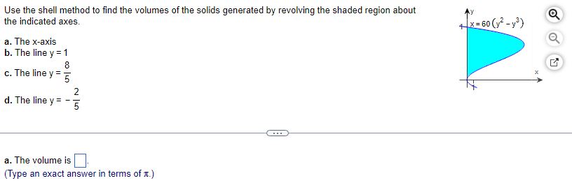 Solved Use the shell method to find the volumes of the | Chegg.com