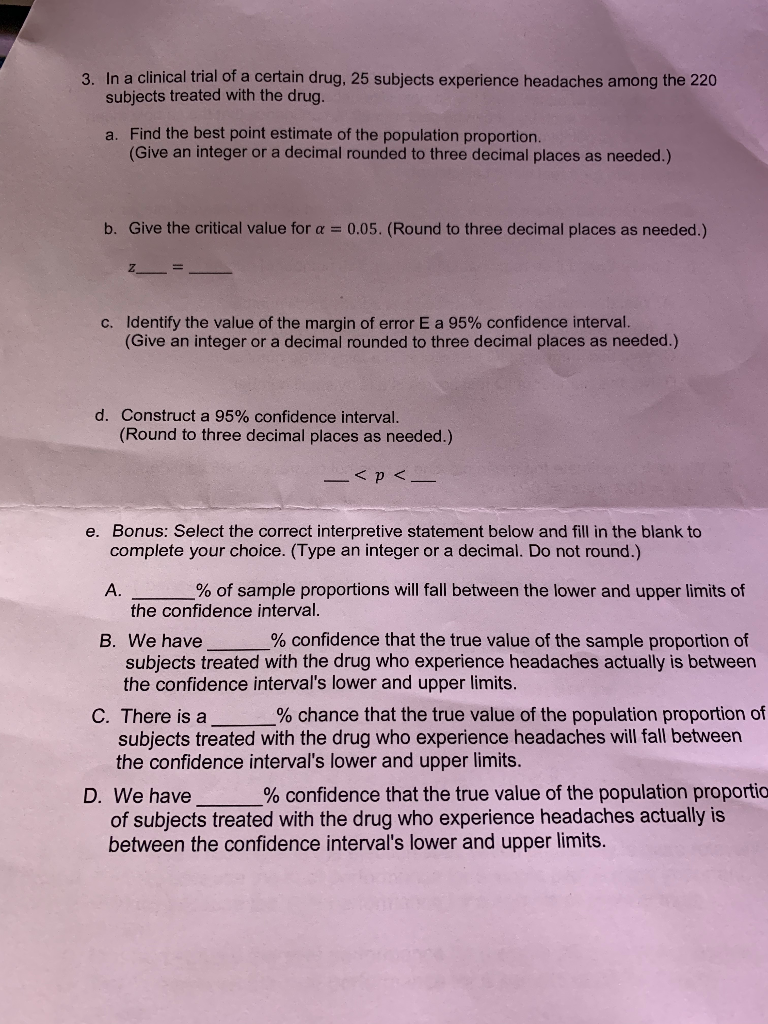 Solved 3. In a clinical trial of a certain drug, 25 subjects | Chegg.com