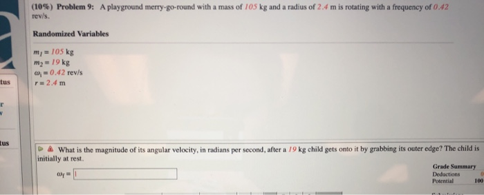 Solved (10%) Problem 9: A Playground Merry-go-round With A | Chegg.com