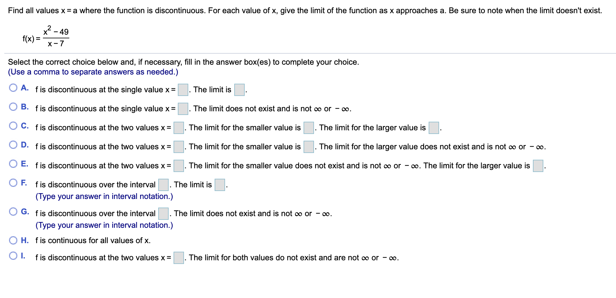 Solved Find All Values Xa Where The Function Is 