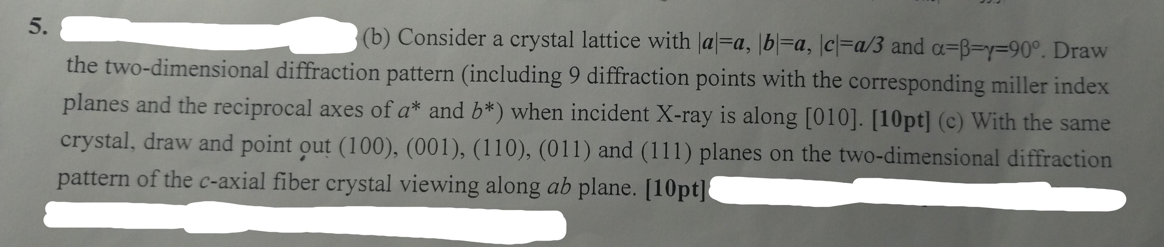 Solved 5. (b) Consider a crystal lattice with la=a, b=a, | Chegg.com