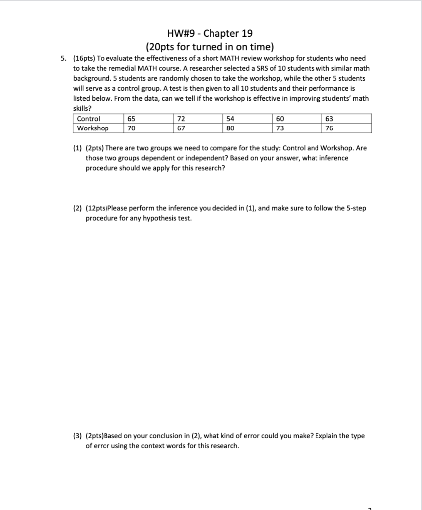 Solved 5. (16pts) To evaluate the effectiveness of a short | Chegg.com