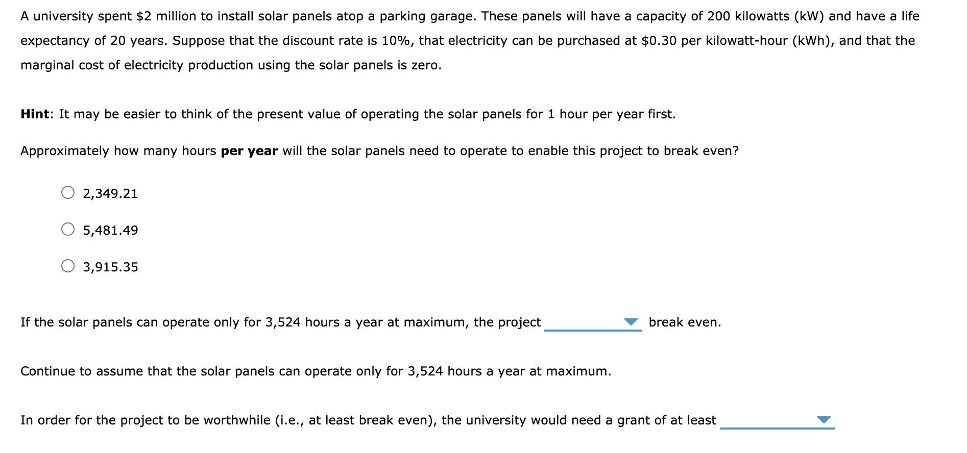 Solved A university spent $2 million to install solar panels | Chegg.com