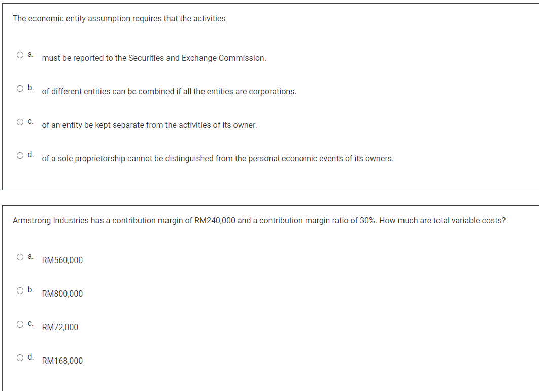 Solved The Economic Entity Assumption Requires That The 3157