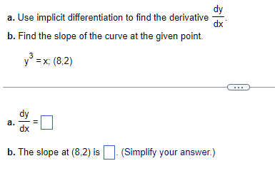 Solved a. Use implicit differentiation to find the | Chegg.com