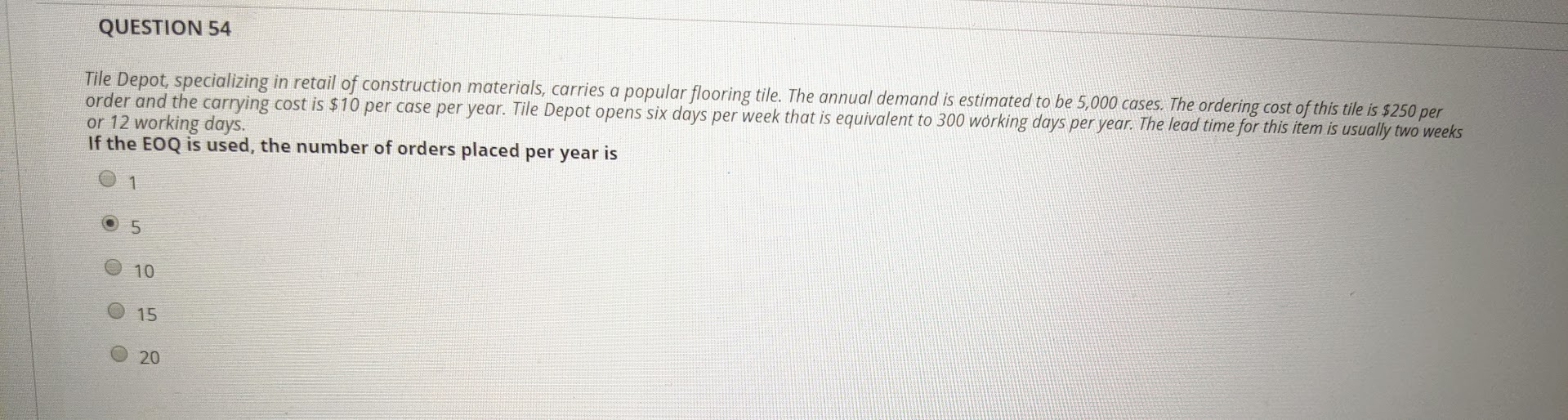 Solved QUESTION 53 Tile Depot, specializing in retail of