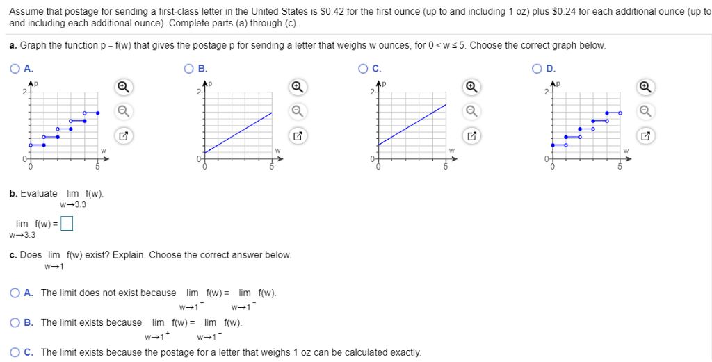 Solved Assume that postage for sending a firstclass letter