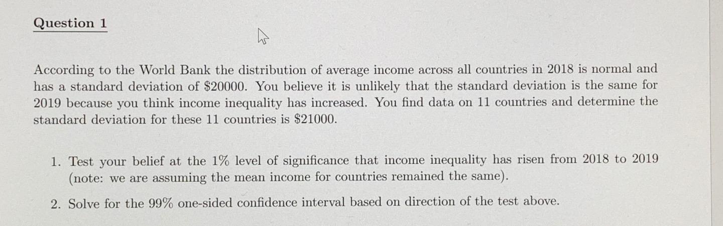 Solved Question 1 According to the World Bank the | Chegg.com